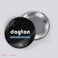 Dayton Ohio Retro Three Stripe Weathered Button thumb 0