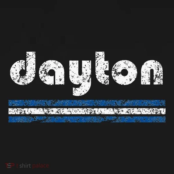 Dayton Ohio Retro Three Stripe Weathered Button