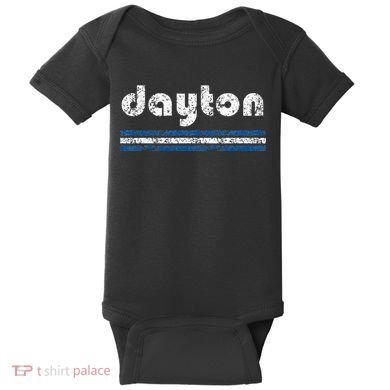 Dayton Ohio Retro Three Stripe Weathered Baby Bodysuit
