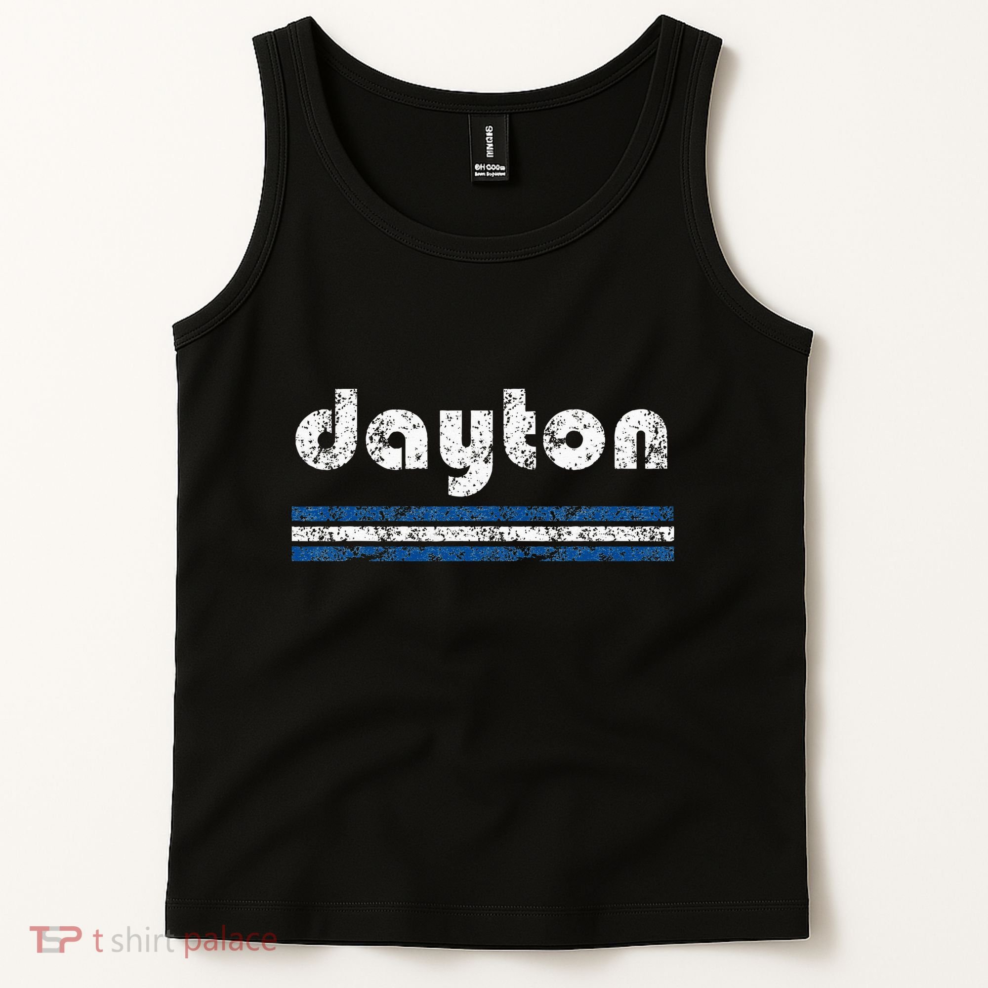 Dayton Ohio Retro Three Stripe Weathered Tank Top