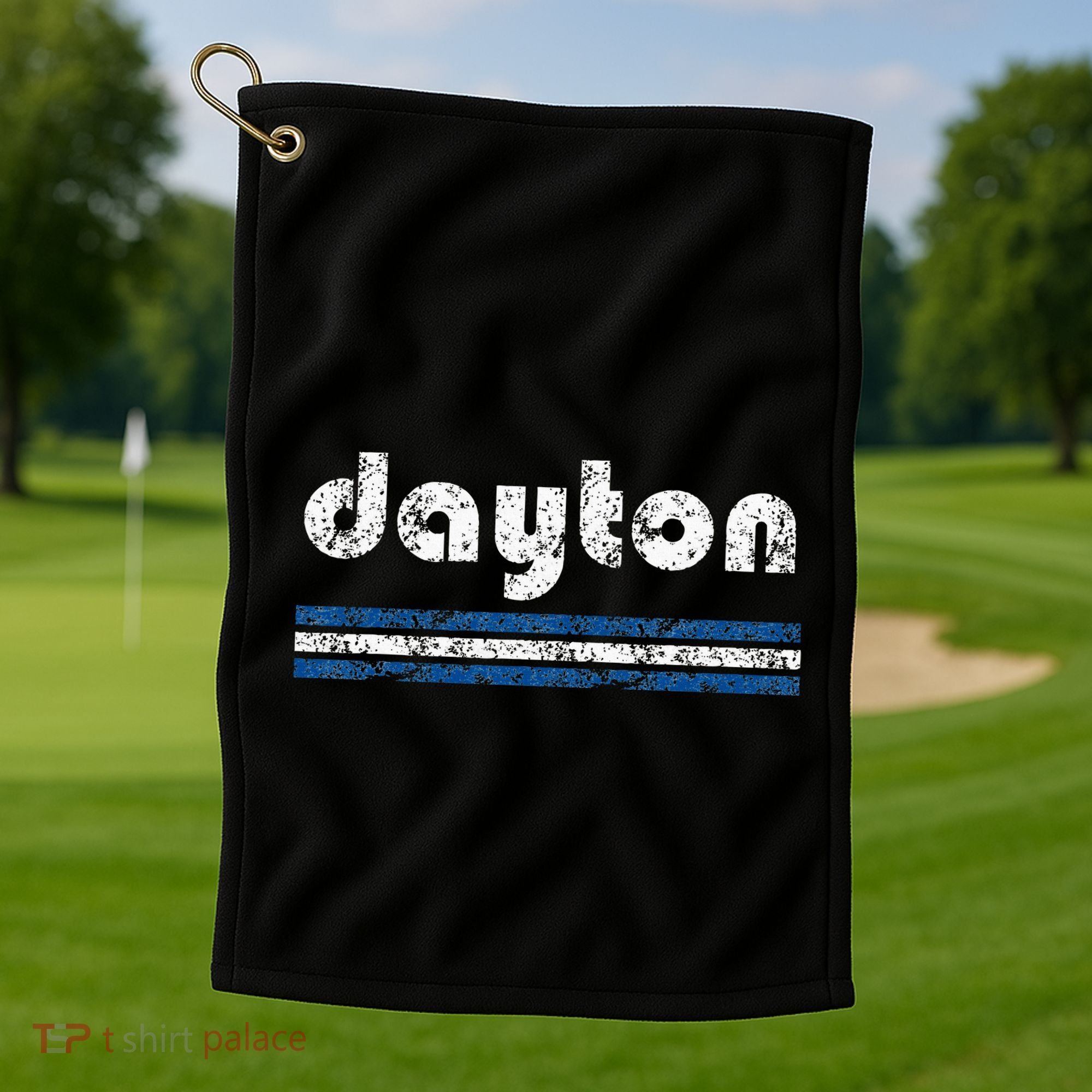 Dayton Ohio Retro Three Stripe Weathered Golf Towel