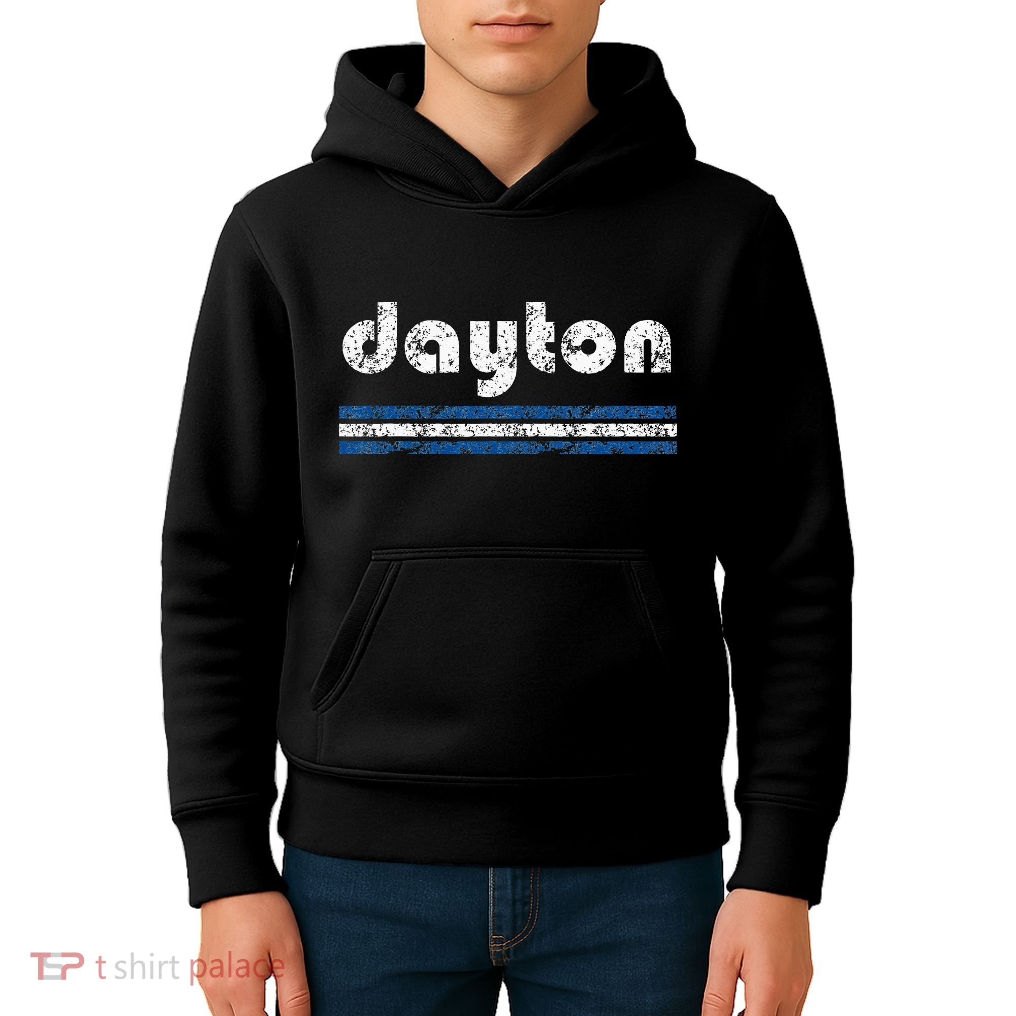 Dayton Ohio Retro Three Stripe Weathered Kids Hoodie