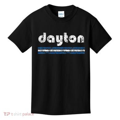 Dayton Ohio Retro Three Stripe Weathered Kids T-Shirt