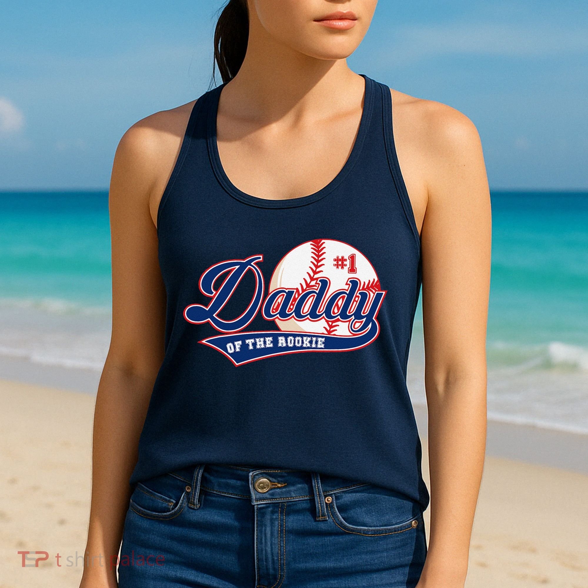 Daddy Of Rookie Of Year 1st Birthday Baseball Theme Matching Women's Tank Top