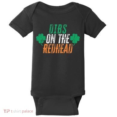 Dibs Onhe Redhead Shamrock St. Patrick's Day Drinking Baby Bodysuit
