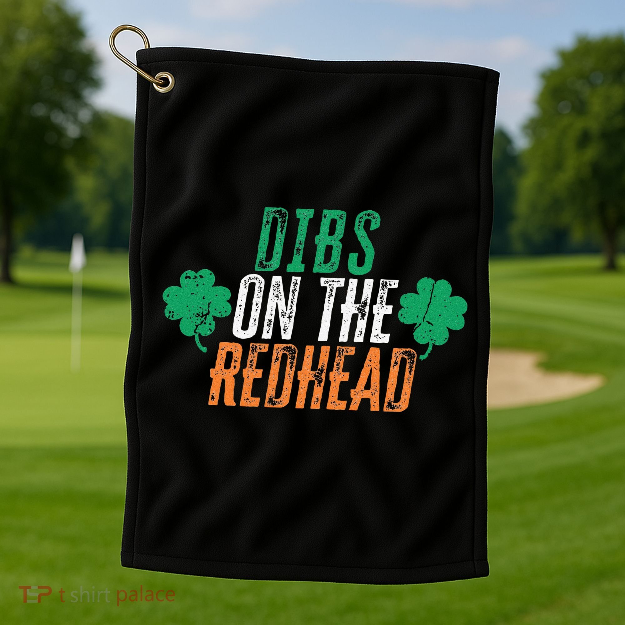 Dibs Onhe Redhead Shamrock St. Patrick's Day Drinking Golf Towel
