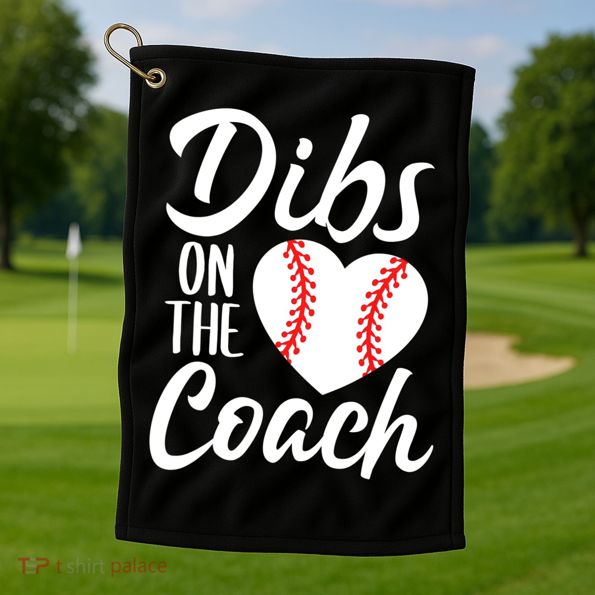 Dibs On The Coach Funny Baseball Heart Cute Mother's Day Golf Towel