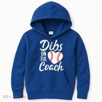 Dibs On The Coach Funny Baseball Heart Cute Mother's Day Kids Hoodie thumb 0