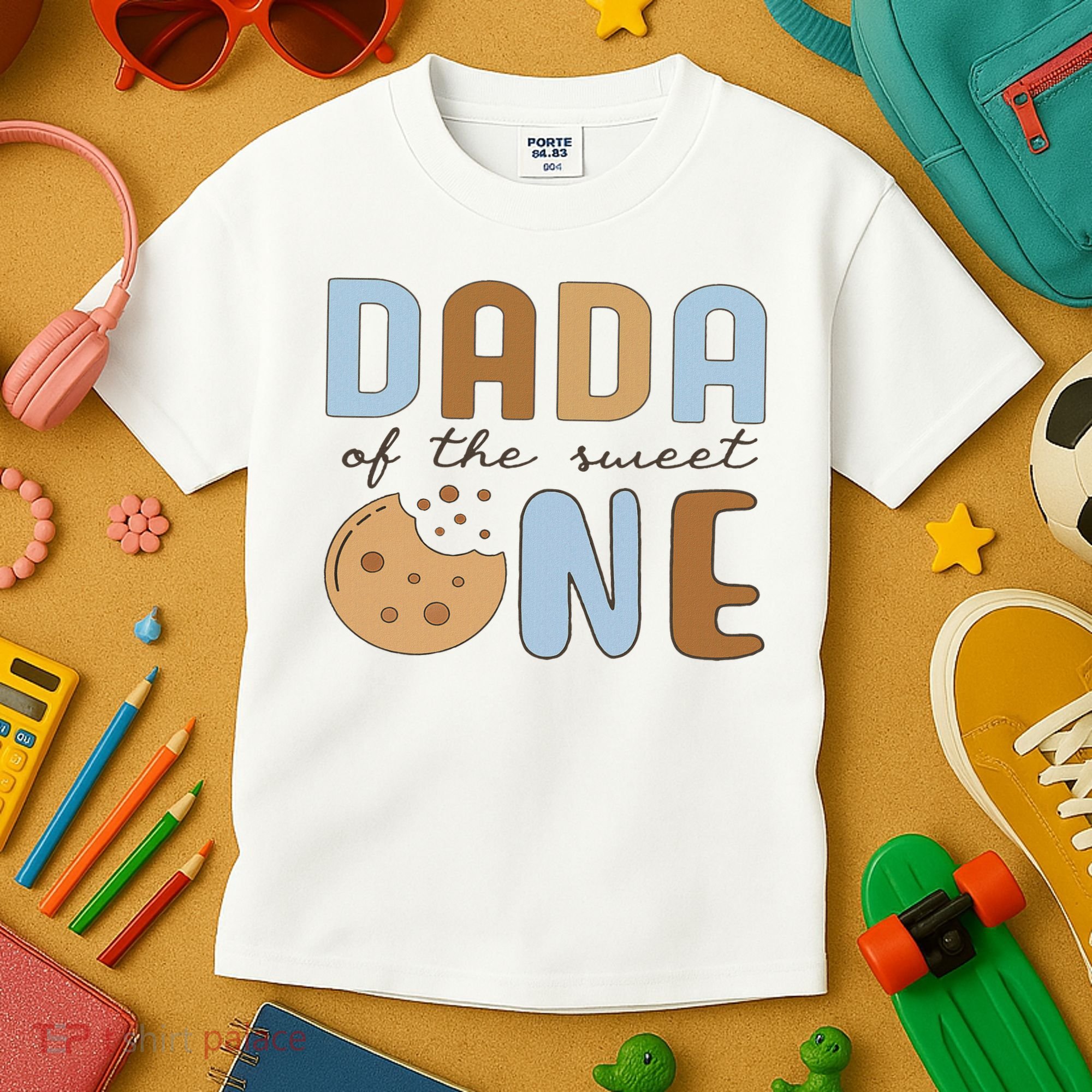 Dada Of The Sweet One Cookies And Milk 1st Birthday Family Kids T-Shirt