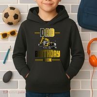 Dad Of The Birthday Crew Party Excavator Kids Hoodie thumb 2