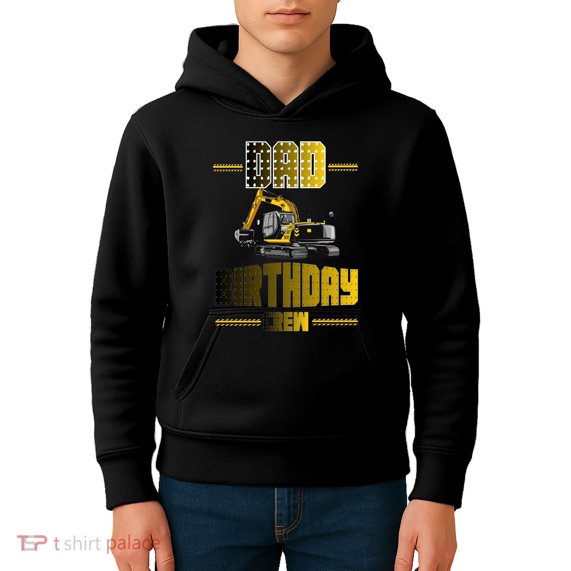 Dad Of The Birthday Crew Party Excavator Kids Hoodie