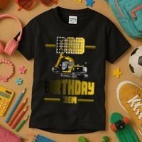 Dad Of The Birthday Crew Party Excavator Kids T-Shirt thumb 3