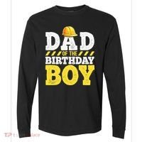 Dad of the Birthday Construction Birthday Party Hat Comfort Colors Heavyweight Long Sleeve T-Shirt thumb 0