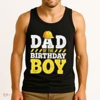 Dad of the Birthday Construction Birthday Party Hat Tank Top thumb 3