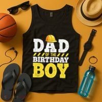 Dad of the Birthday Construction Birthday Party Hat Tank Top thumb 4