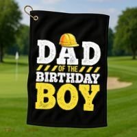 Dad of the Birthday Construction Birthday Party Hat Golf Towel thumb 1