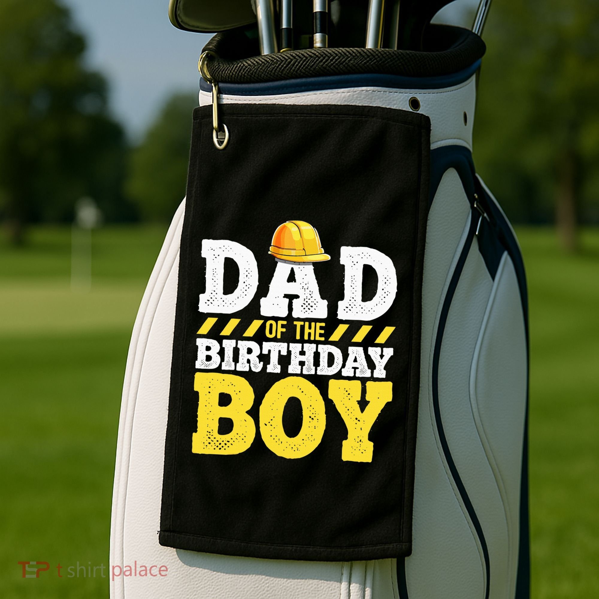 Dad of the Birthday Construction Birthday Party Hat Golf Towel