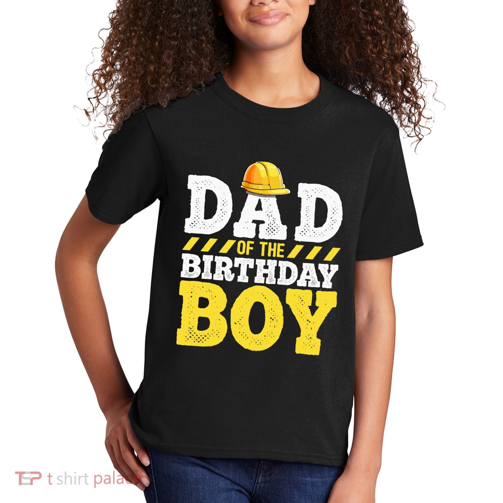 Dad of the Birthday Construction Birthday Party Hat Kids T-Shirt