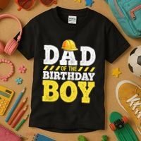 Dad of the Birthday Construction Birthday Party Hat Kids T-Shirt thumb 3