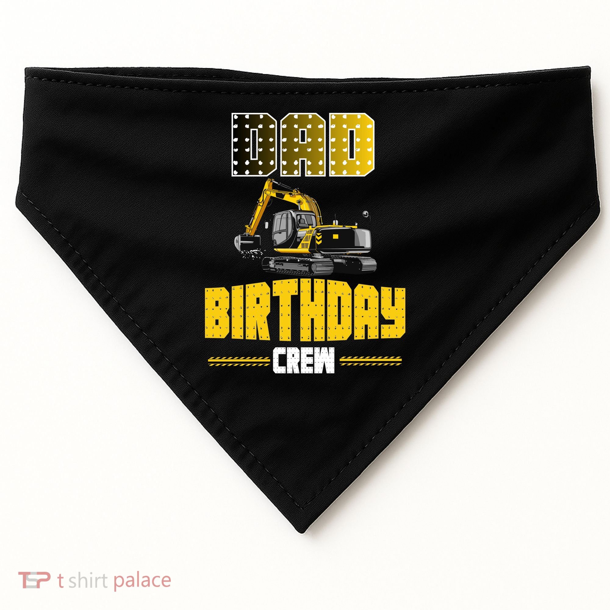 Dad Of The Birthday Crew Party Excavator USA-Made Doggie Bandana