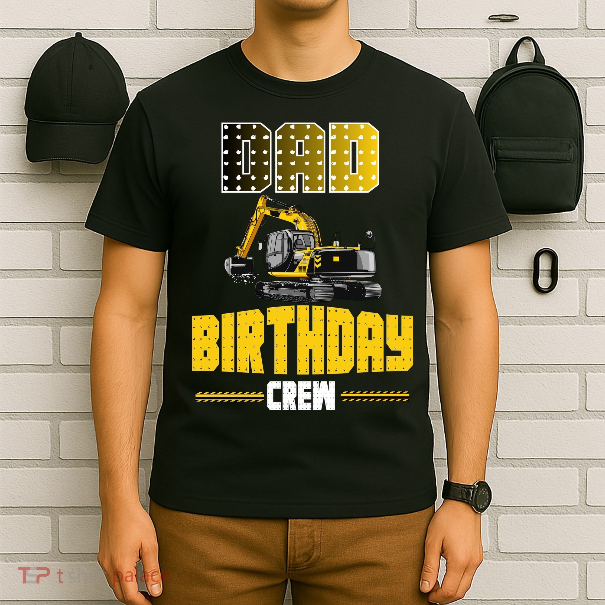 Dad Of The Birthday Crew Party Excavator T-Shirt