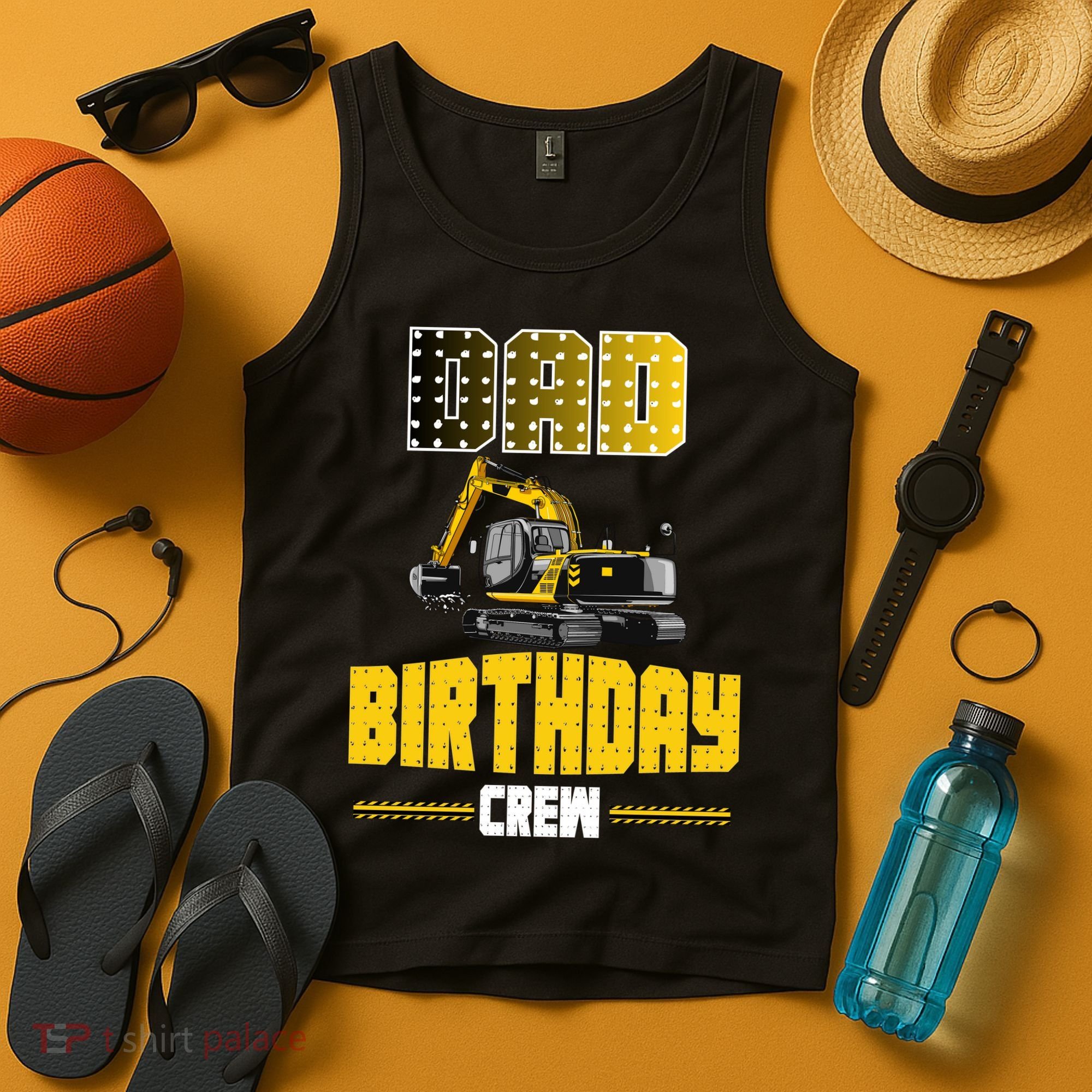 Dad Of The Birthday Crew Party Excavator Tank Top