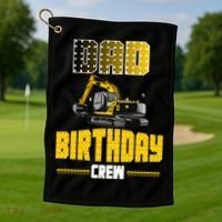 Dad Of The Birthday Crew Party Excavator Golf Towel thumb 1