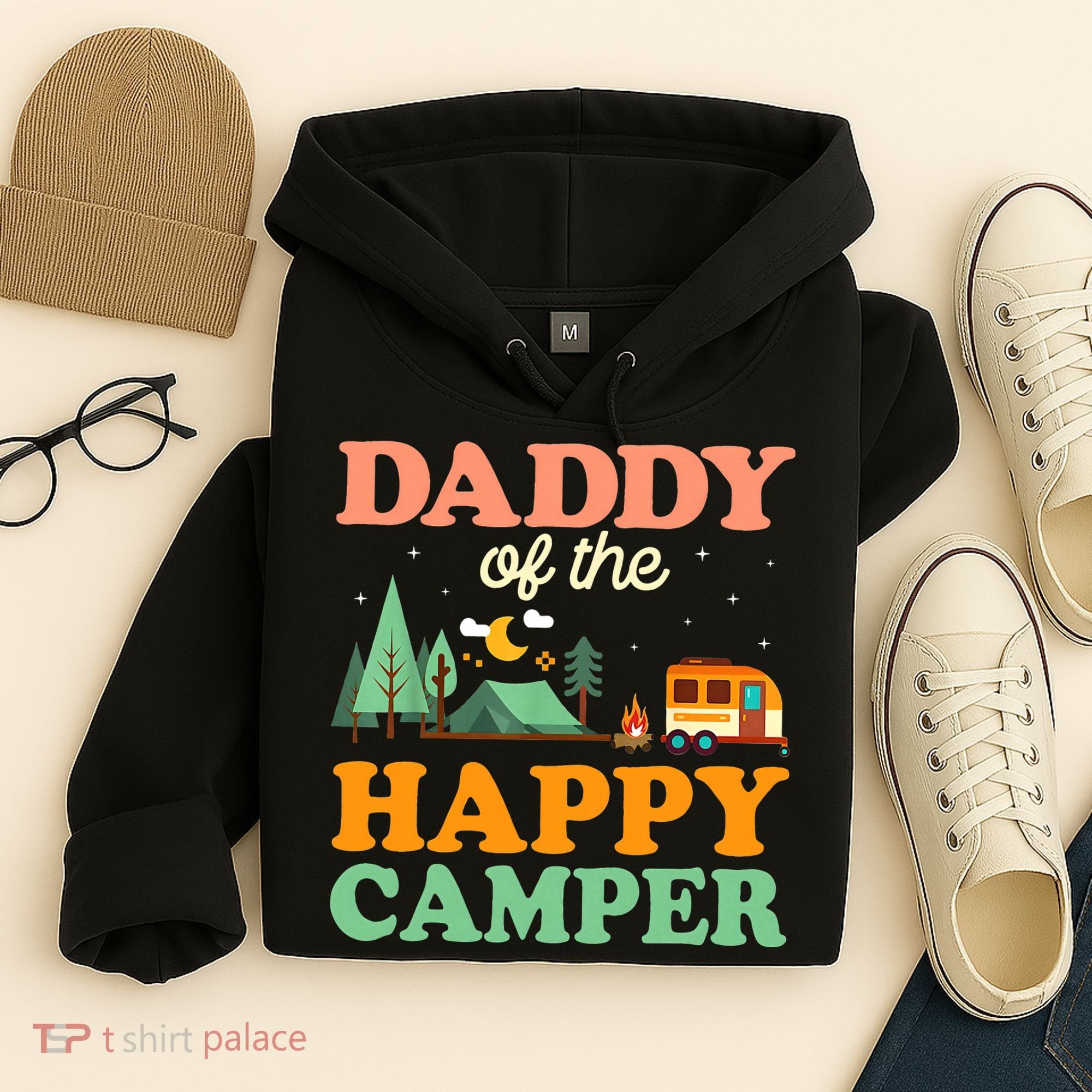 Daddy Of The Happy Camper 1st Bday Camping Trip Hoodie