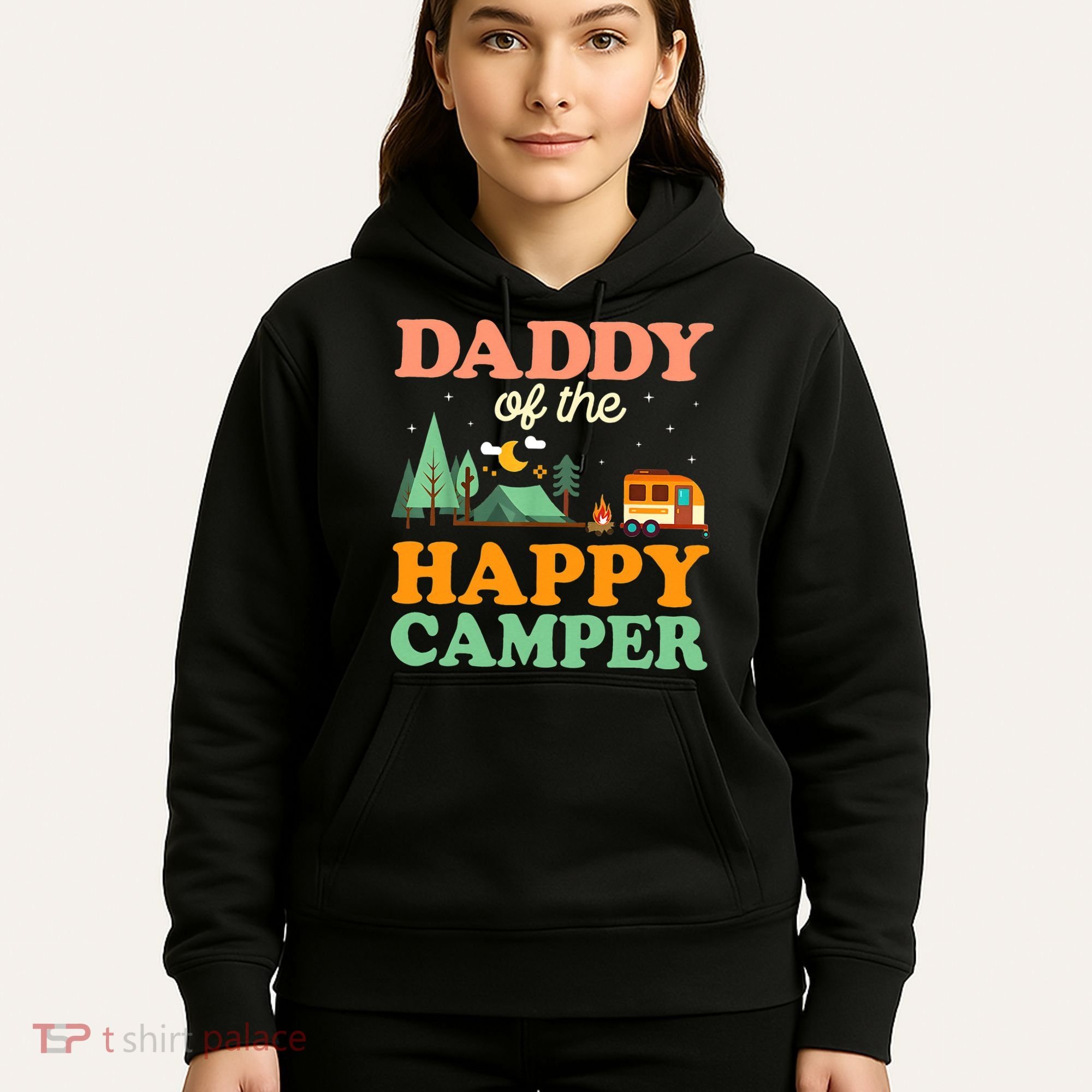 Daddy Of The Happy Camper 1st Bday Camping Trip Hoodie