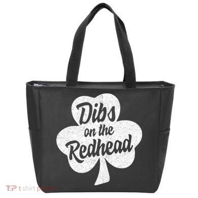 Dibs On The Redhead Funny St Patricks Day Drinking Tote Bag