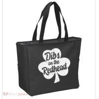 Dibs On The Redhead Funny St Patricks Day Drinking Tote Bag thumb 2