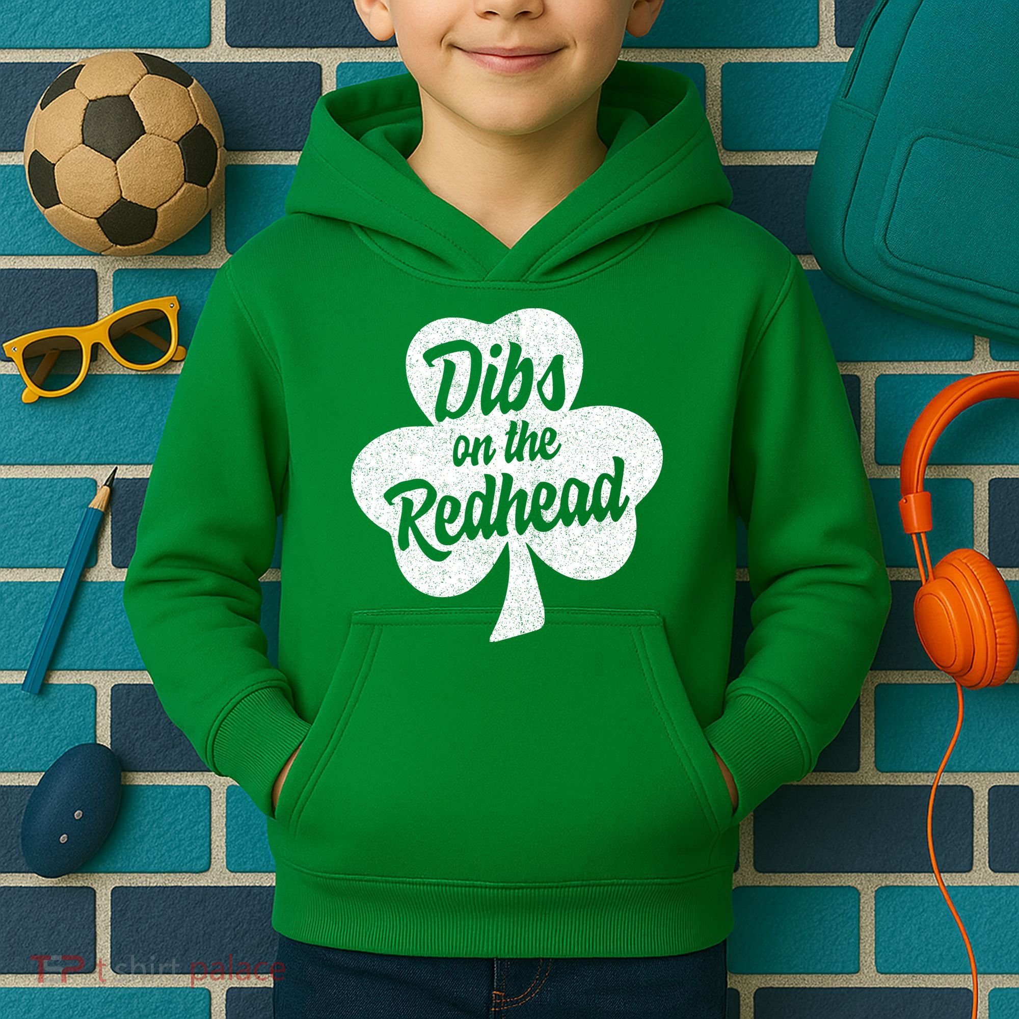 Dibs On The Redhead Funny St Patricks Day Drinking Kids Hoodie