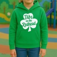 Dibs On The Redhead Funny St Patricks Day Drinking Kids Hoodie thumb 3