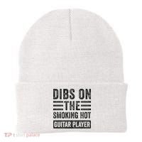 Dibs On The Smoking Hot Guitar Player Funny Wife Girlfriend Beanie thumb 0