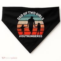 Dad Of Two Outnumbered Retro 2 Daughters Fathers Day USA-Made Doggie Bandana thumb 0