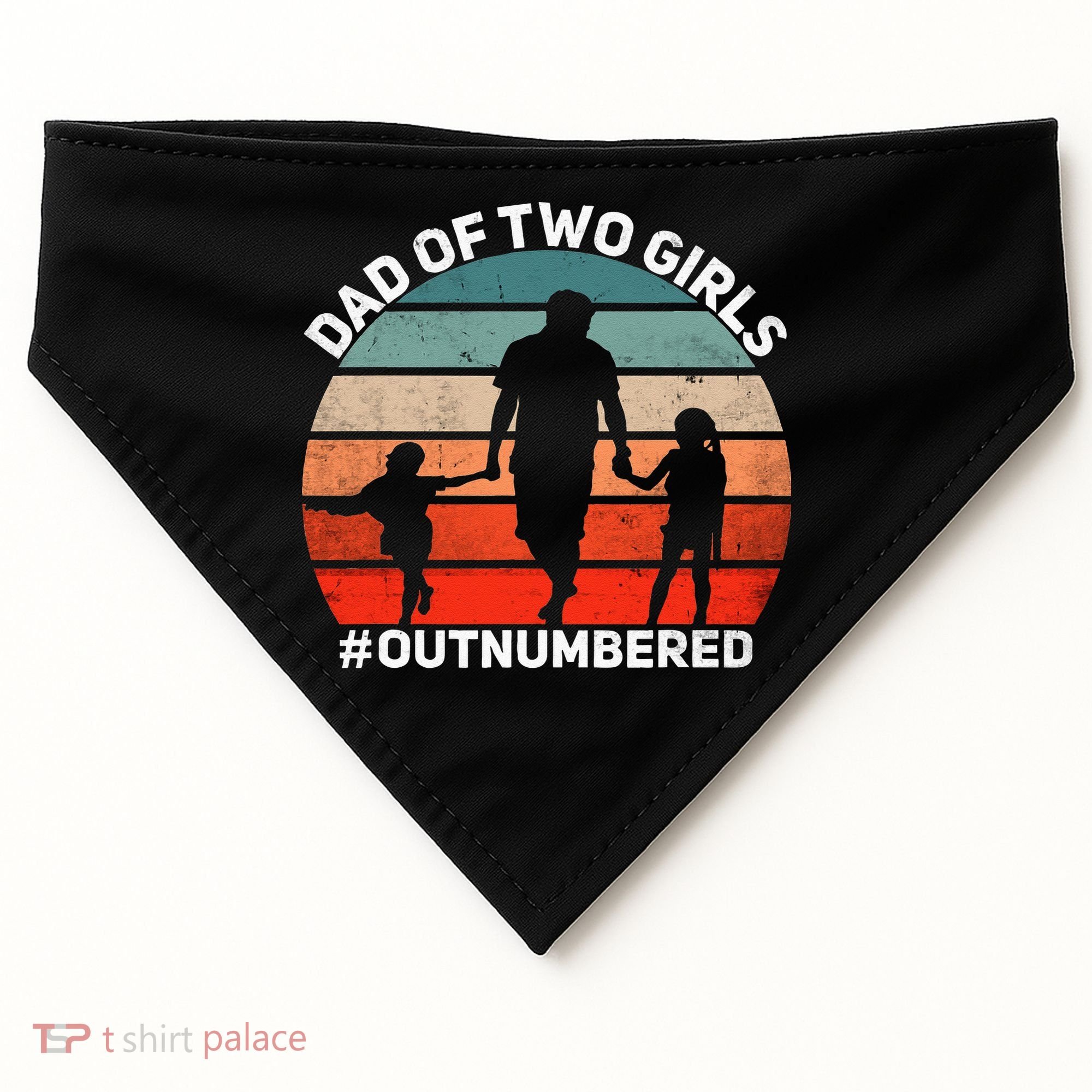 Dad Of Two Outnumbered Retro 2 Daughters Fathers Day USA-Made Doggie Bandana
