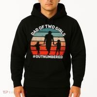 Dad Of Two Outnumbered Retro 2 Daughters Fathers Day Hoodie thumb 2