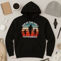 Dad Of Two Outnumbered Retro 2 Daughters Fathers Day Hoodie thumb 3