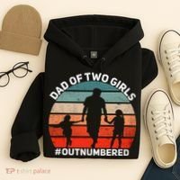 Dad Of Two Outnumbered Retro 2 Daughters Fathers Day Hoodie thumb 4
