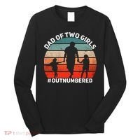 Dad Of Two Outnumbered Retro 2 Daughters Fathers Day Long Sleeve Shirt thumb 0