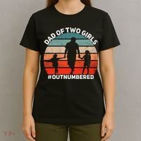 Dad Of Two Outnumbered Retro 2 Daughters Fathers Day T-Shirt thumb 4