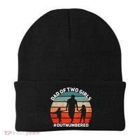 Dad Of Two Outnumbered Retro 2 Daughters Fathers Day Beanie thumb 0