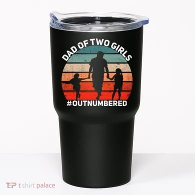 Dad Of Two Outnumbered Retro 2 Daughters Fathers Day Tumbler