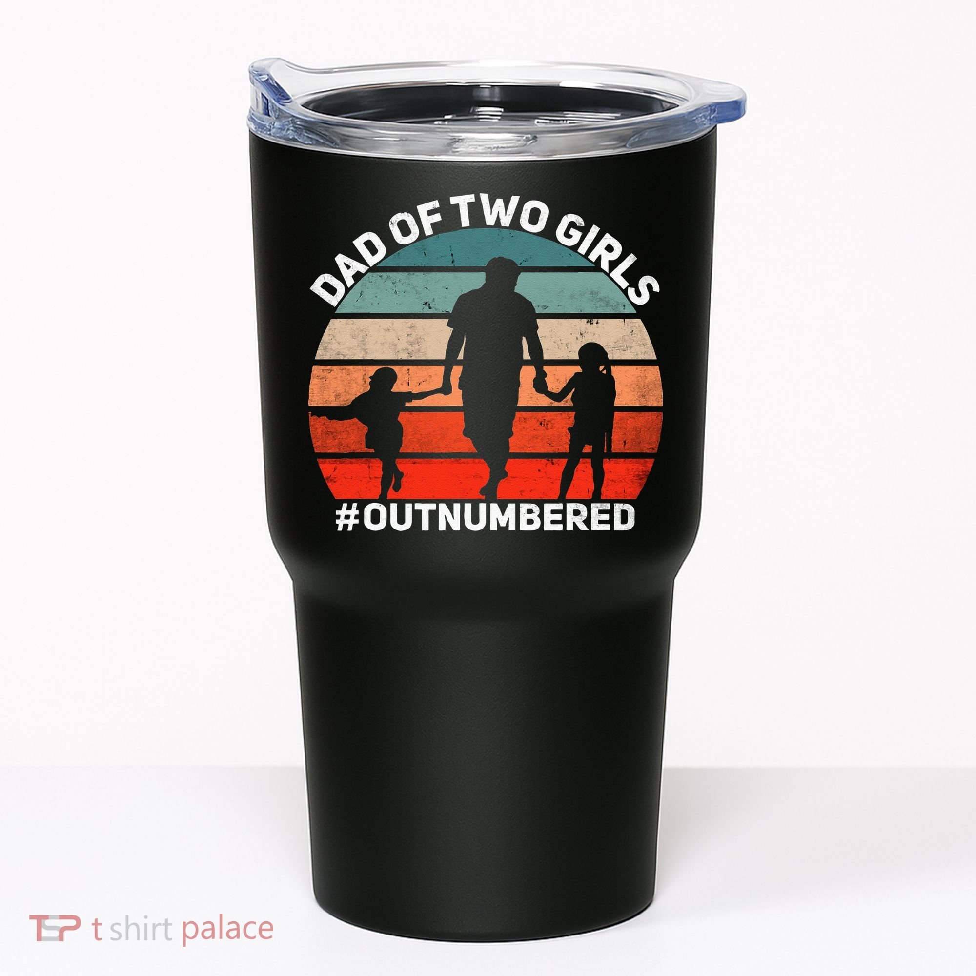 Dad Of Two Outnumbered Retro 2 Daughters Fathers Day Tumbler