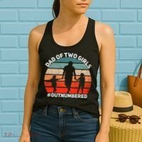 Dad Of Two Outnumbered Retro 2 Daughters Fathers Day Women's Tank Top thumb 2
