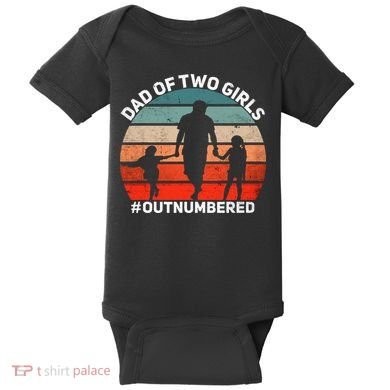 Dad Of Two Outnumbered Retro 2 Daughters Fathers Day Baby Bodysuit