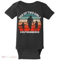 Dad Of Two Outnumbered Retro 2 Daughters Fathers Day Baby Bodysuit thumb 0
