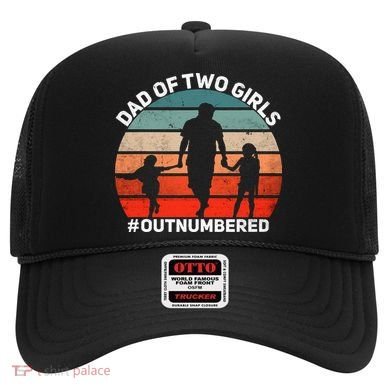 Dad Of Two Outnumbered Retro 2 Daughters Fathers Day Hat