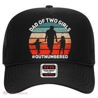 Dad Of Two Outnumbered Retro 2 Daughters Fathers Day Hat thumb 0