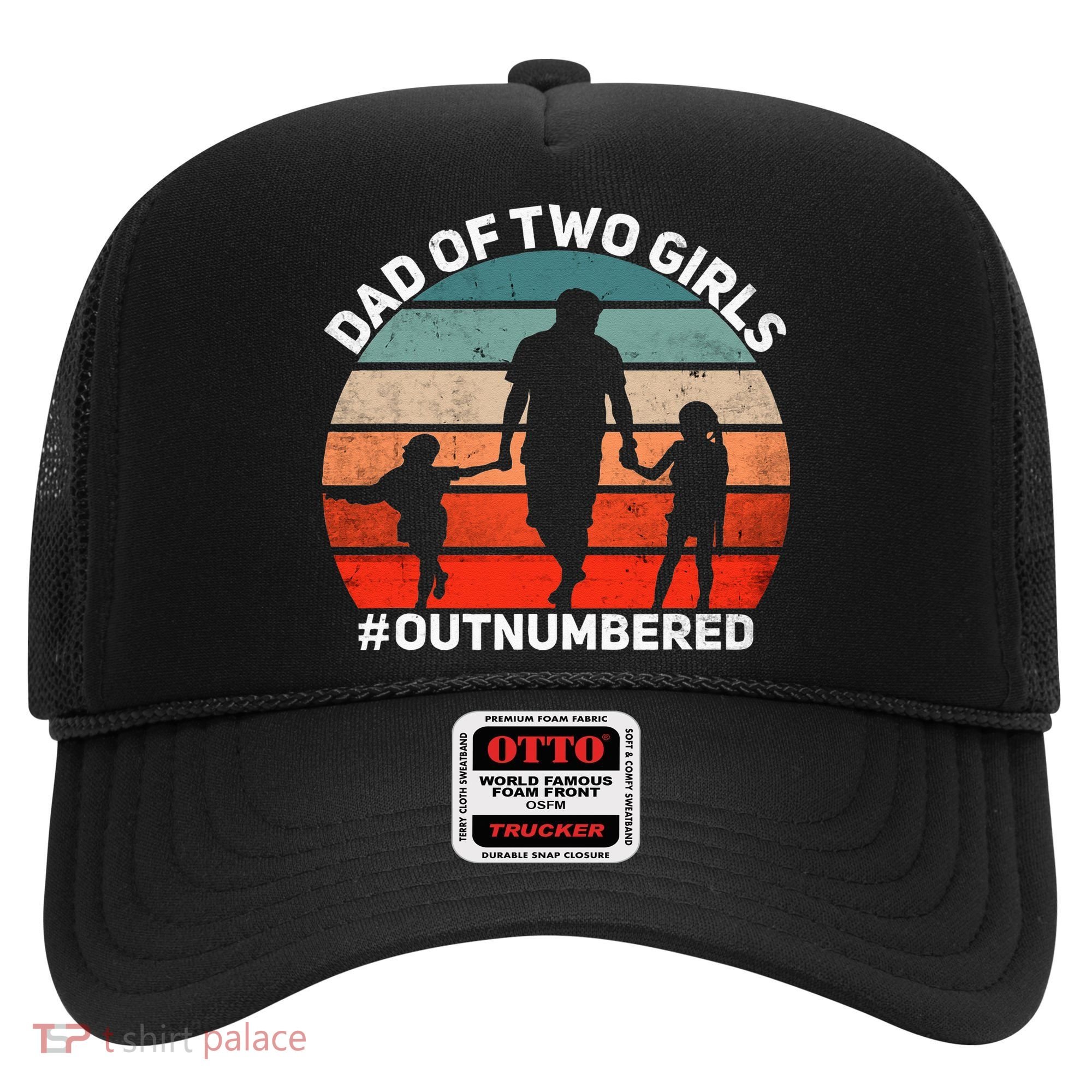 Dad Of Two Outnumbered Retro 2 Daughters Fathers Day Hat